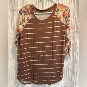 Brown and White Striped Shirt